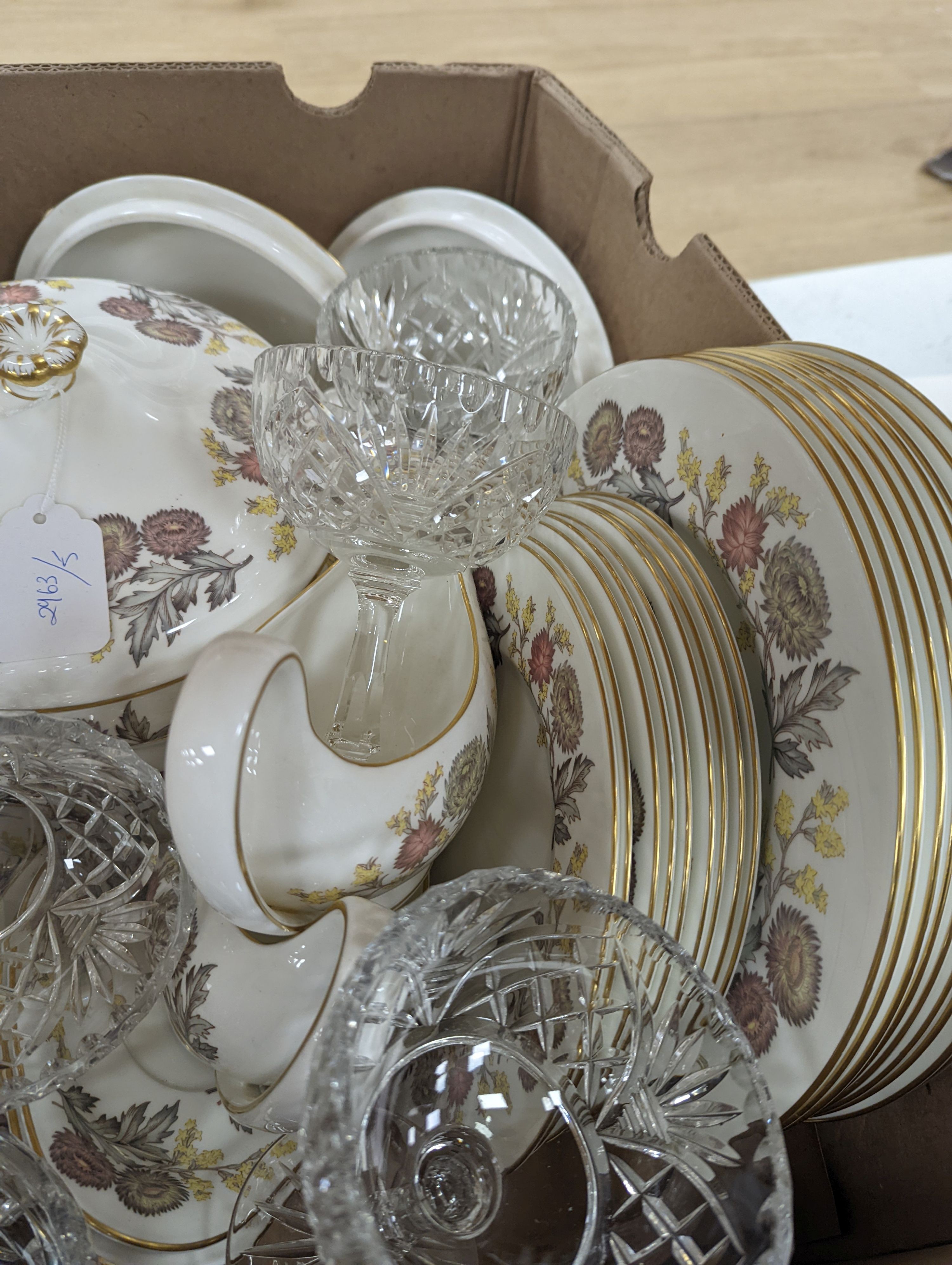 A Wedgwood Lichfield dinner service and six glasses